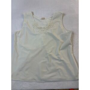 ESCAPADES Ivory Lace‎ Neckline Sleeveless Tank Top Women Med Y2K whimsigoth